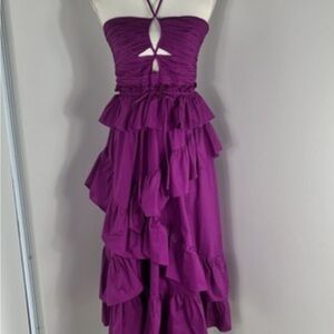 Ulla Johnson Simona halter ruffle midi dress size 6 Orchid purple